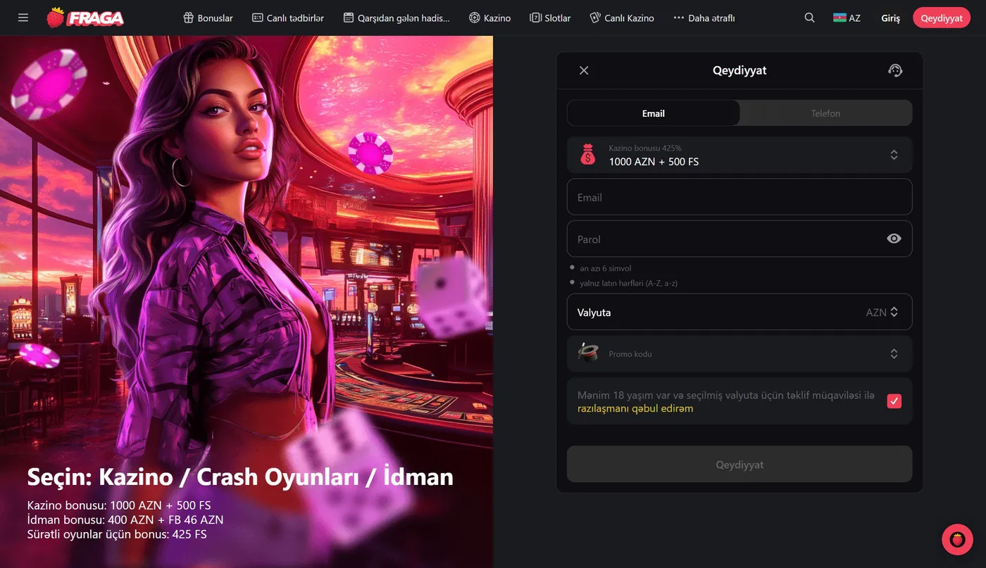 Fraga Kazino qeydiyyatı — addım-addım təlimat